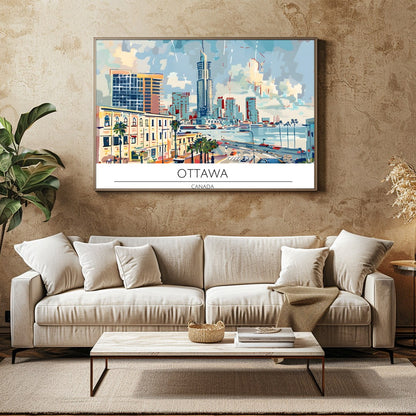 Experience the dynamic energy of Ottawa through this vibrant cityscape painting. With a modern for Family Room