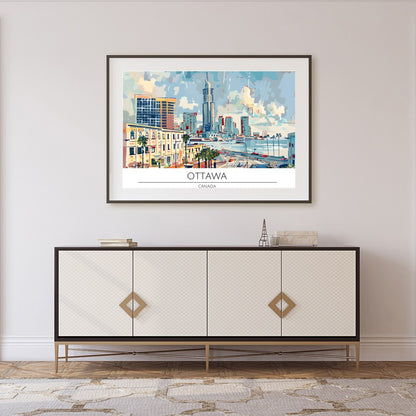Experience the dynamic energy of Ottawa through this vibrant cityscape painting. With a modern for Foyer