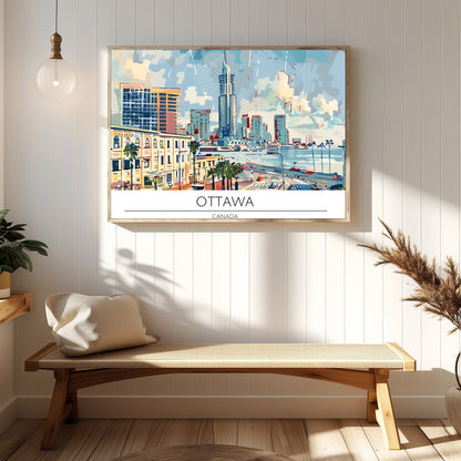 Experience the dynamic energy of Ottawa through this vibrant cityscape painting. With a modern for Hallway