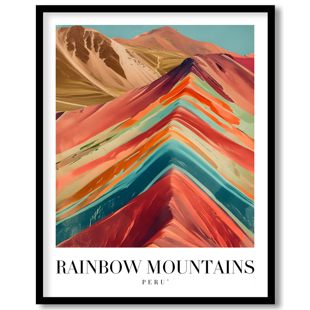 Immerse yourself in the captivating hues of the Rainbow Mountains with this stunning piece. The for bedroom