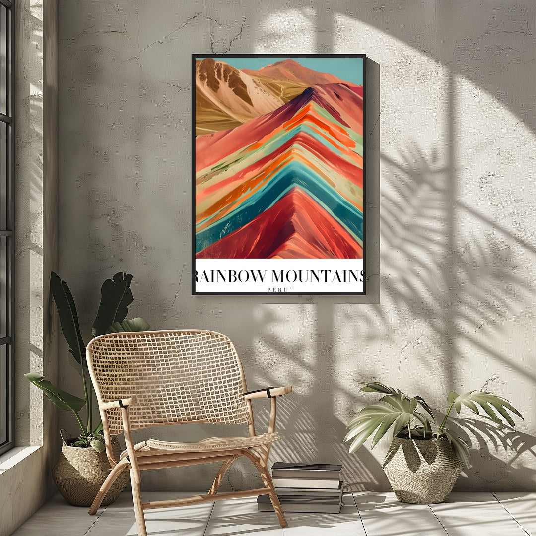 Immerse yourself in the captivating hues of the Rainbow Mountains with this stunning piece. The for Sitting Area