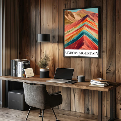 Immerse yourself in the captivating hues of the Rainbow Mountains with this stunning piece. The for Study and Office