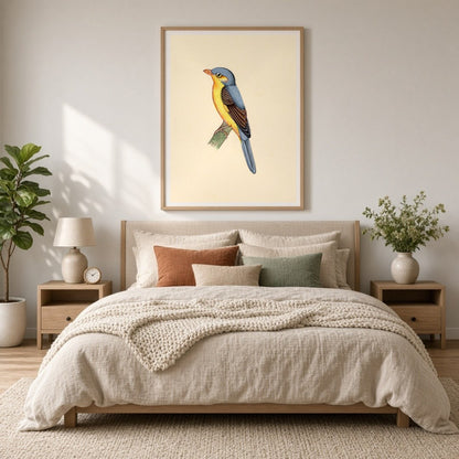 This exquisite art print captures the vivid beauty of Indian wildlife with a majestic bird perched for Bedroom