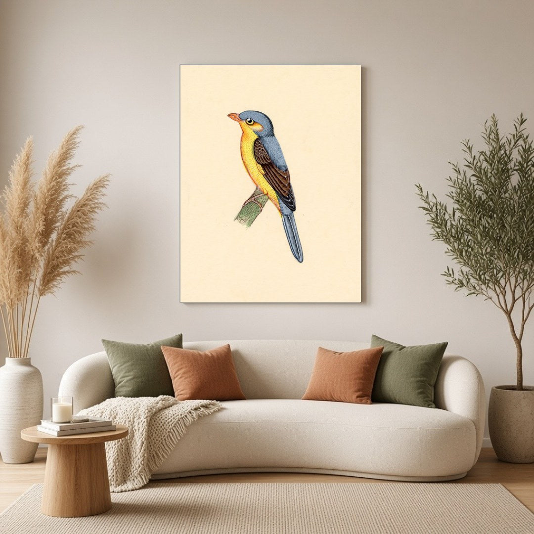 This exquisite art print captures the vivid beauty of Indian wildlife with a majestic bird perched for Living Room