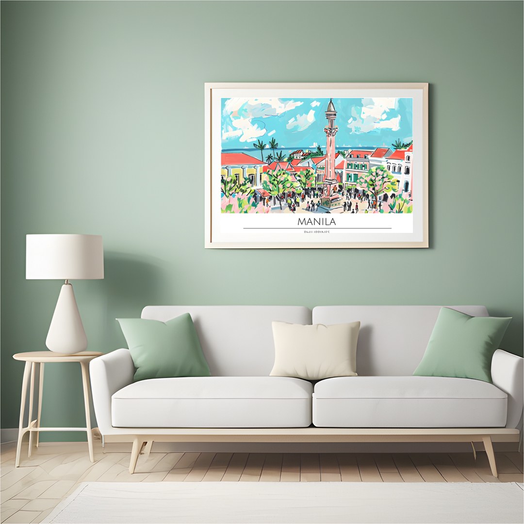 Immerse yourself in the lively energy of Manila with this captivating artwork. Featuring lush for Hall