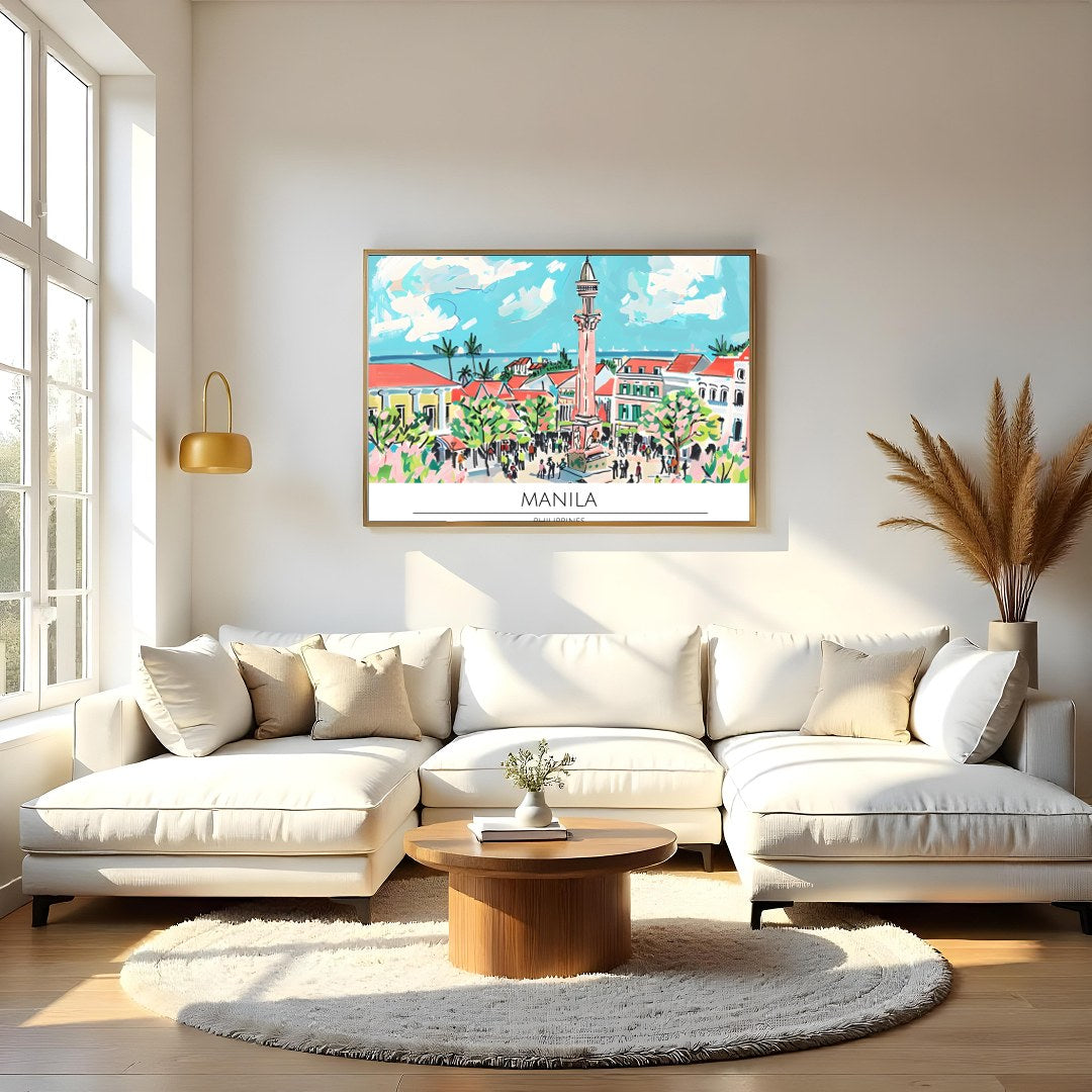 Immerse yourself in the lively energy of Manila with this captivating artwork. Featuring lush for Living Room