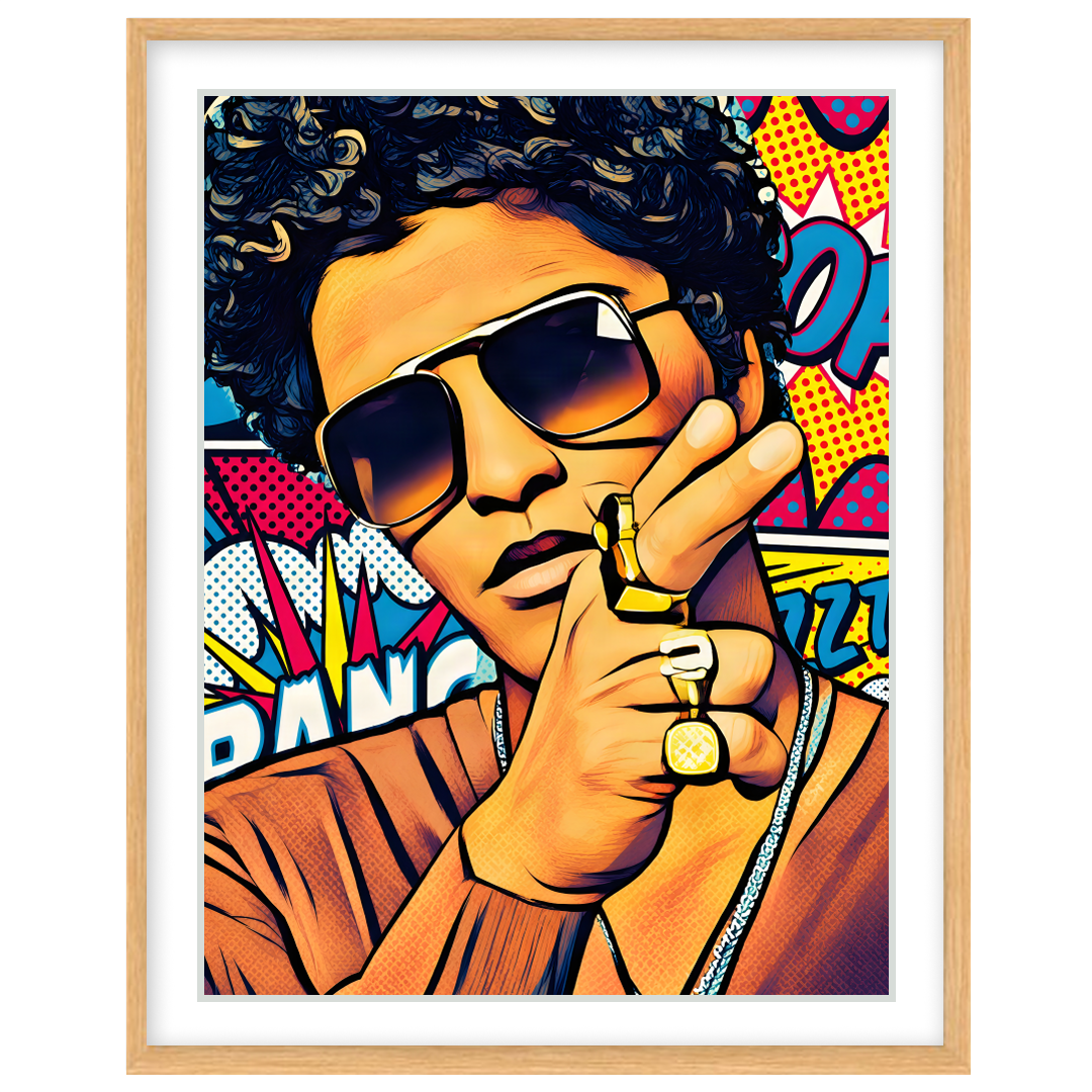 This electrifying pop art piece captures the charisma and energy of a cultural icon. With bold for Base Portrait Wooden