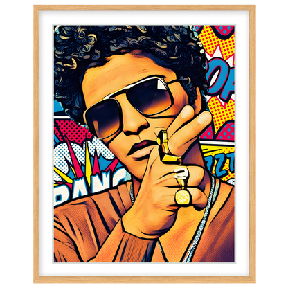 This electrifying pop art piece captures the charisma and energy of a cultural icon. With bold for Base Portrait Wooden