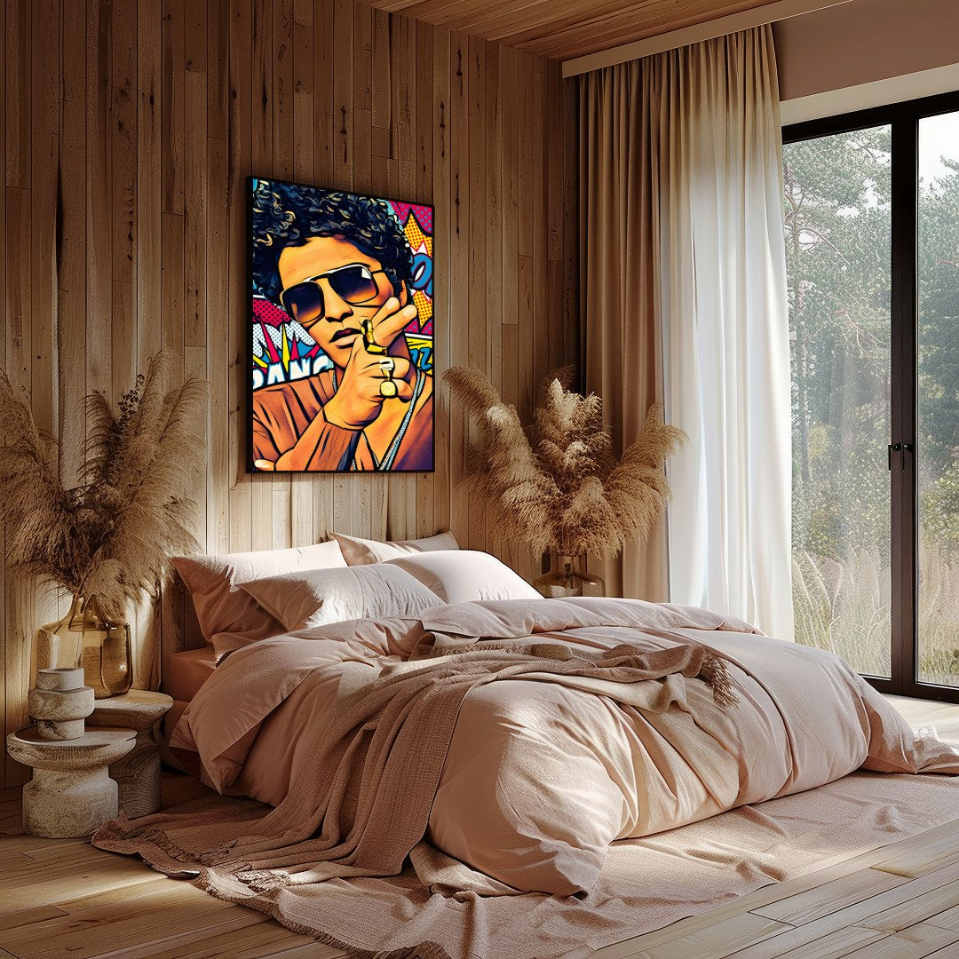 This electrifying pop art piece captures the charisma and energy of a cultural icon. With bold for Bedroom