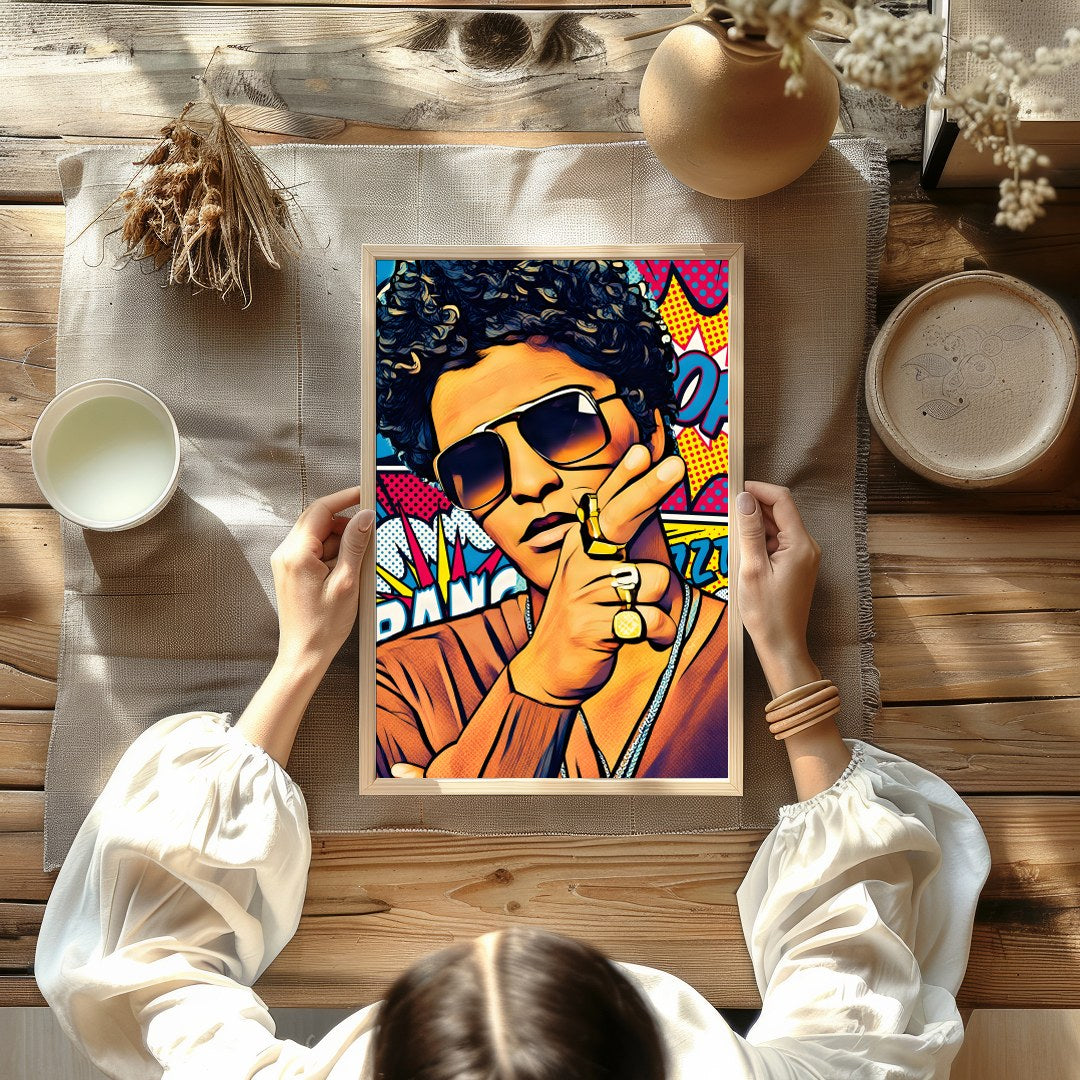 This electrifying pop art piece captures the charisma and energy of a cultural icon. With bold for decor