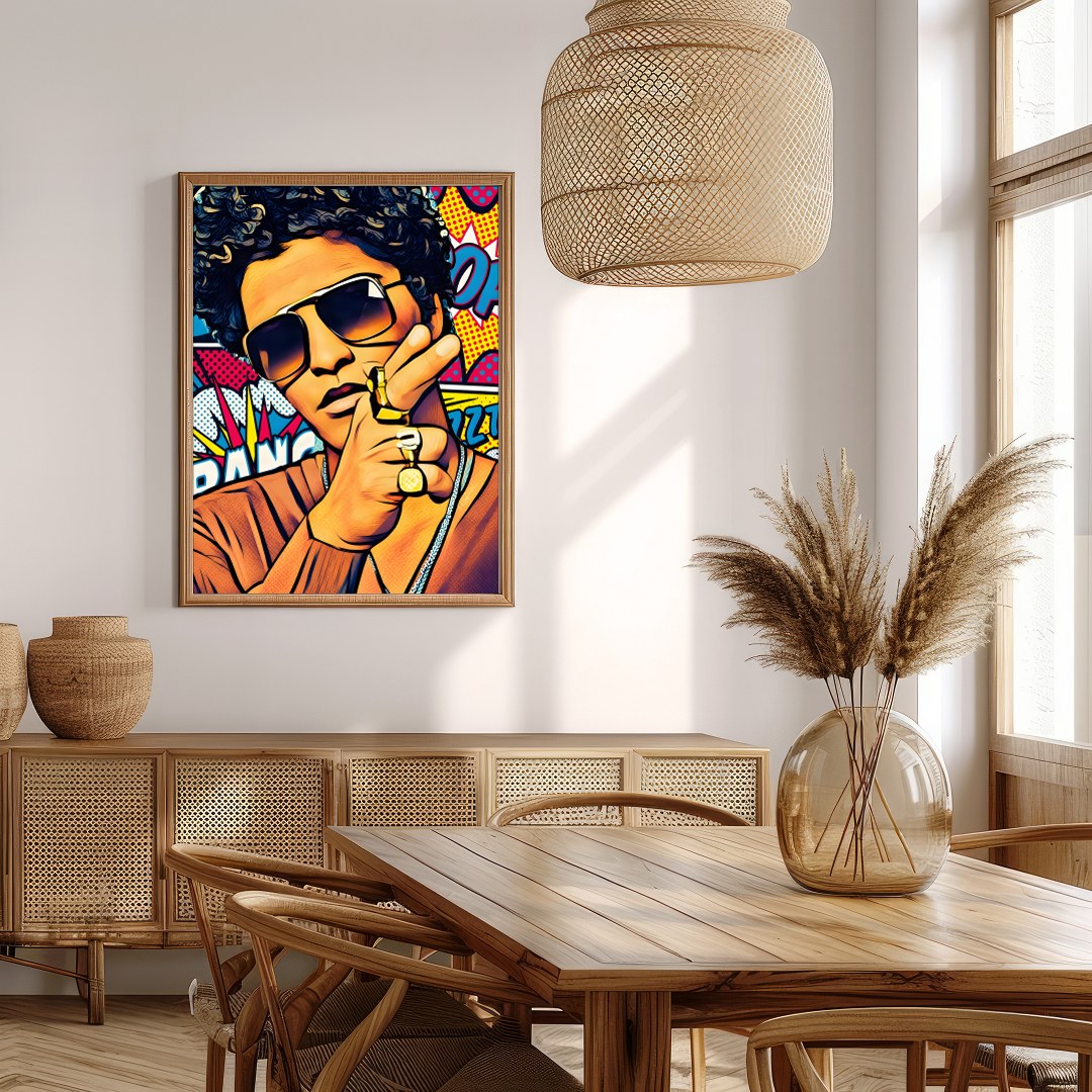 This electrifying pop art piece captures the charisma and energy of a cultural icon. With bold for Extra Kitchen