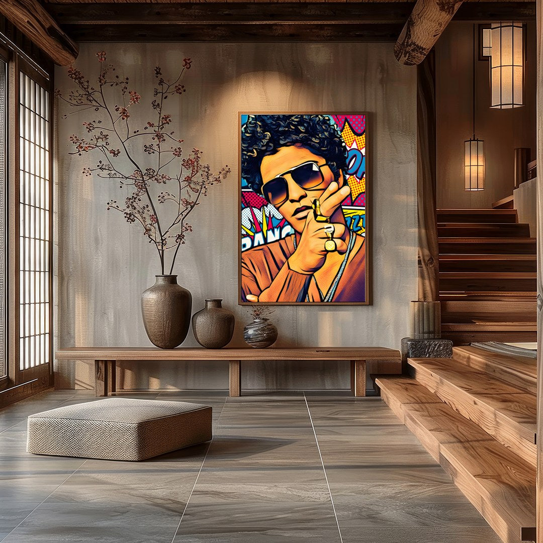 This electrifying pop art piece captures the charisma and energy of a cultural icon. With bold for Hall