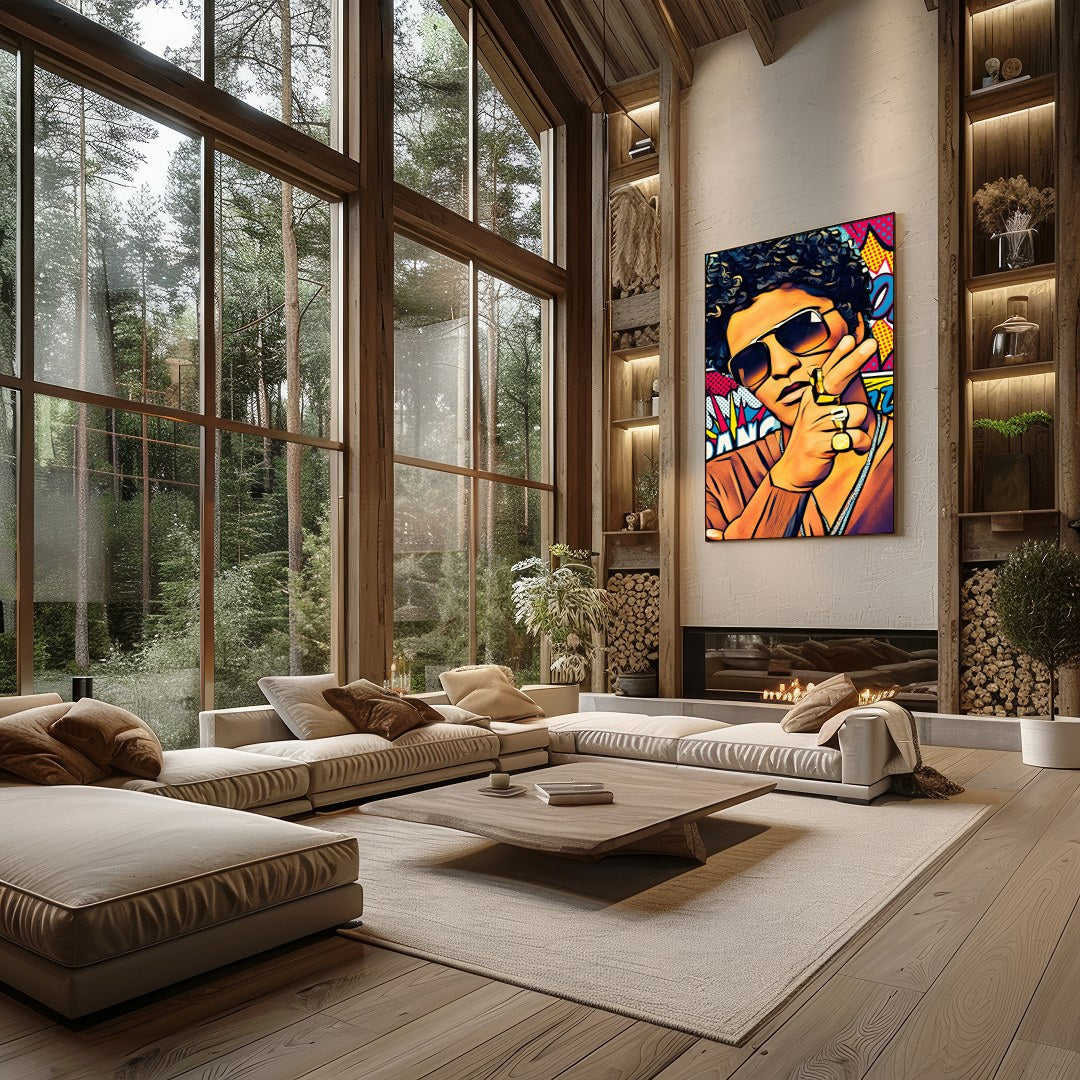 This electrifying pop art piece captures the charisma and energy of a cultural icon. With bold for Living Room