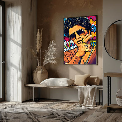 This electrifying pop art piece captures the charisma and energy of a cultural icon. With bold for lovely-house