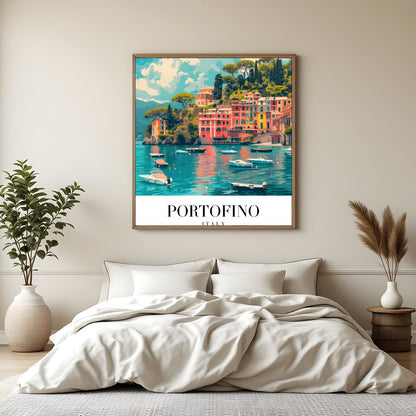 Immerse yourself in the stunning vistas of Portofino, Italy with this vibrant wall art. The artwork for Bedroom