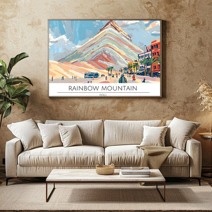 Experience the striking beauty of Rainbow Mountain with this captivating artwork. This piece for Family Room