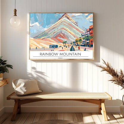 Experience the striking beauty of Rainbow Mountain with this captivating artwork. This piece for Hallway