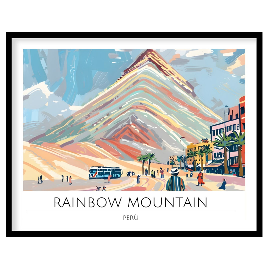 Experience the striking beauty of Rainbow Mountain with this captivating artwork. This piece for house