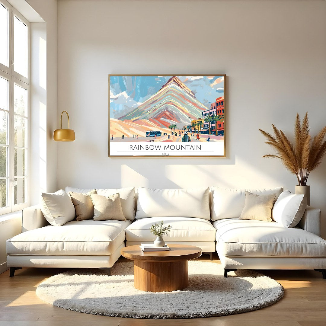 Experience the striking beauty of Rainbow Mountain with this captivating artwork. This piece for Living Room