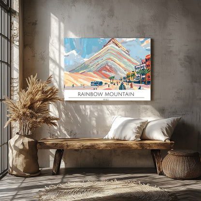 Experience the striking beauty of Rainbow Mountain with this captivating artwork. This piece for Veranda