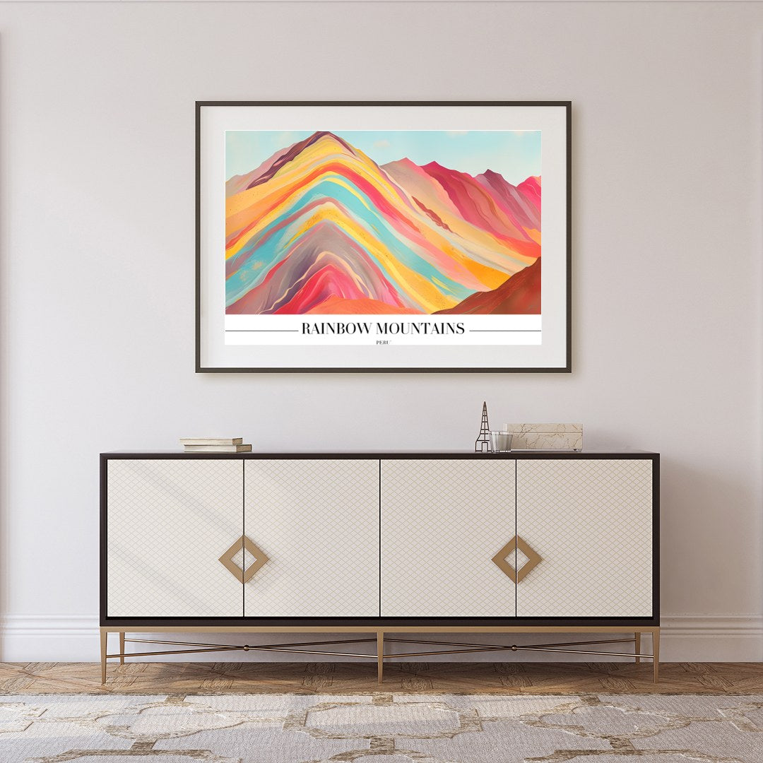 Immerse yourself in the breathtaking hues of the Rainbow Mountains with this stunning artwork. for Foyer