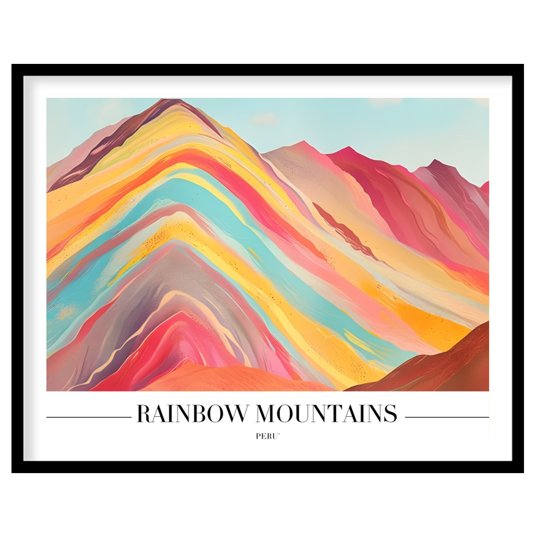 Immerse yourself in the breathtaking hues of the Rainbow Mountains with this stunning artwork. for sanctuary