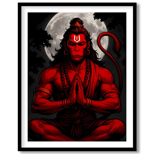 Capture the mystical allure of Hanuman in this striking artwork, where bold red hues contrast for kitchen