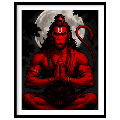 Capture the mystical allure of Hanuman in this striking artwork, where bold red hues contrast for kitchen