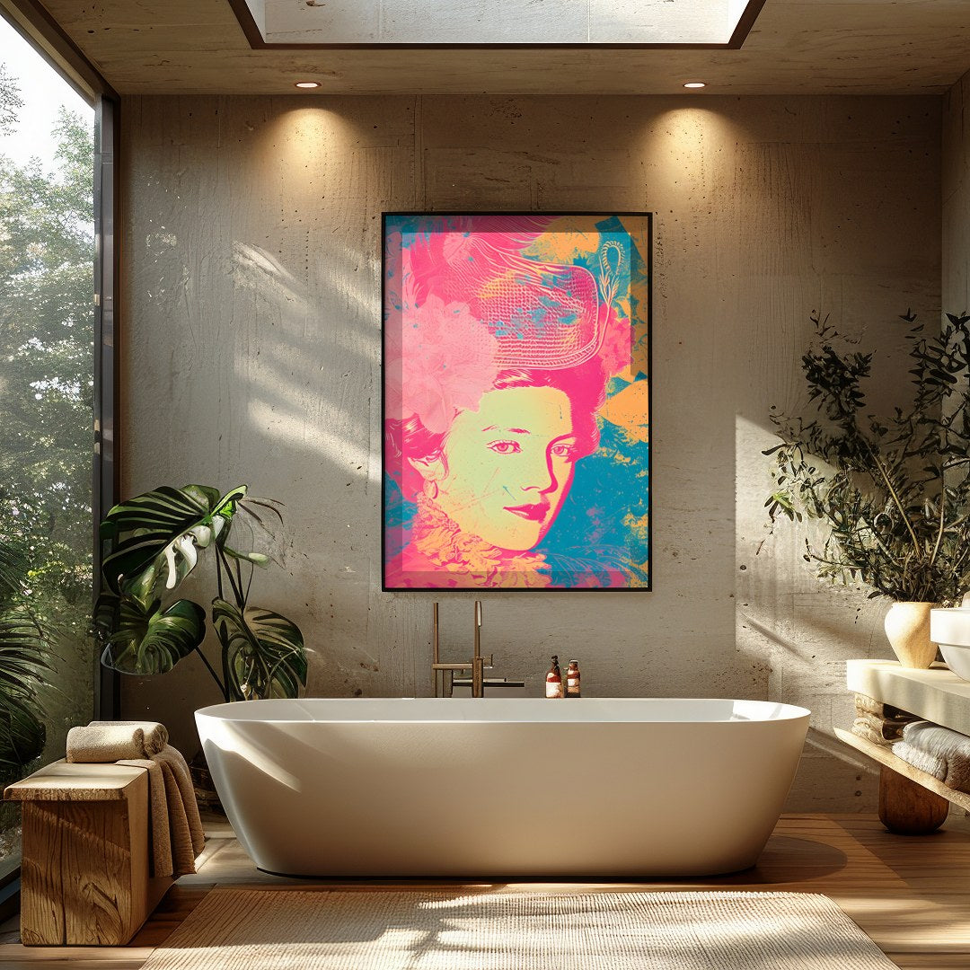 Immerse yourself in the vivid elegance of this contemporary rococo-inspired piece. The artwork for Bathroom