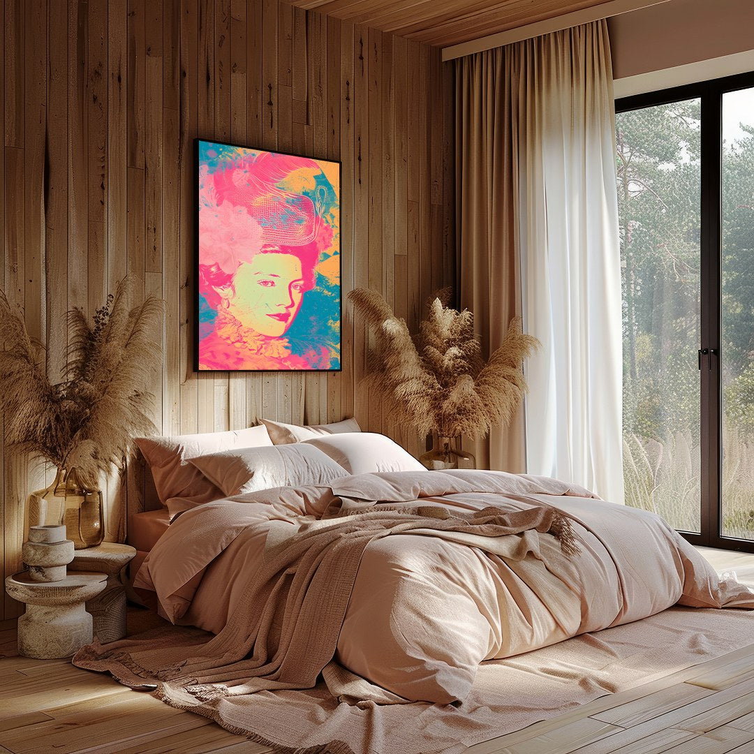 Immerse yourself in the vivid elegance of this contemporary rococo-inspired piece. The artwork for Bedroom
