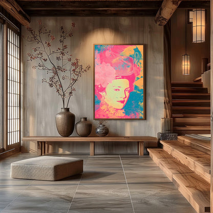 Immerse yourself in the vivid elegance of this contemporary rococo-inspired piece. The artwork for Hall