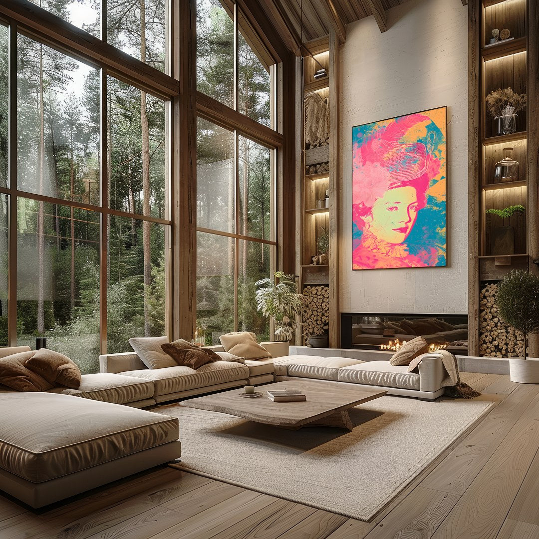 Immerse yourself in the vivid elegance of this contemporary rococo-inspired piece. The artwork for Living Room