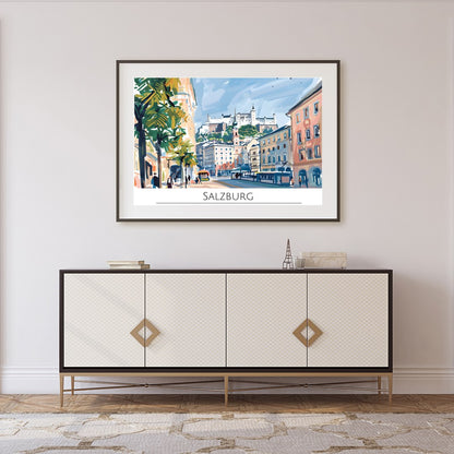 Capture the lively charm of Salzburg through this vibrant cityscape artwork. The dynamic interplay for Foyer