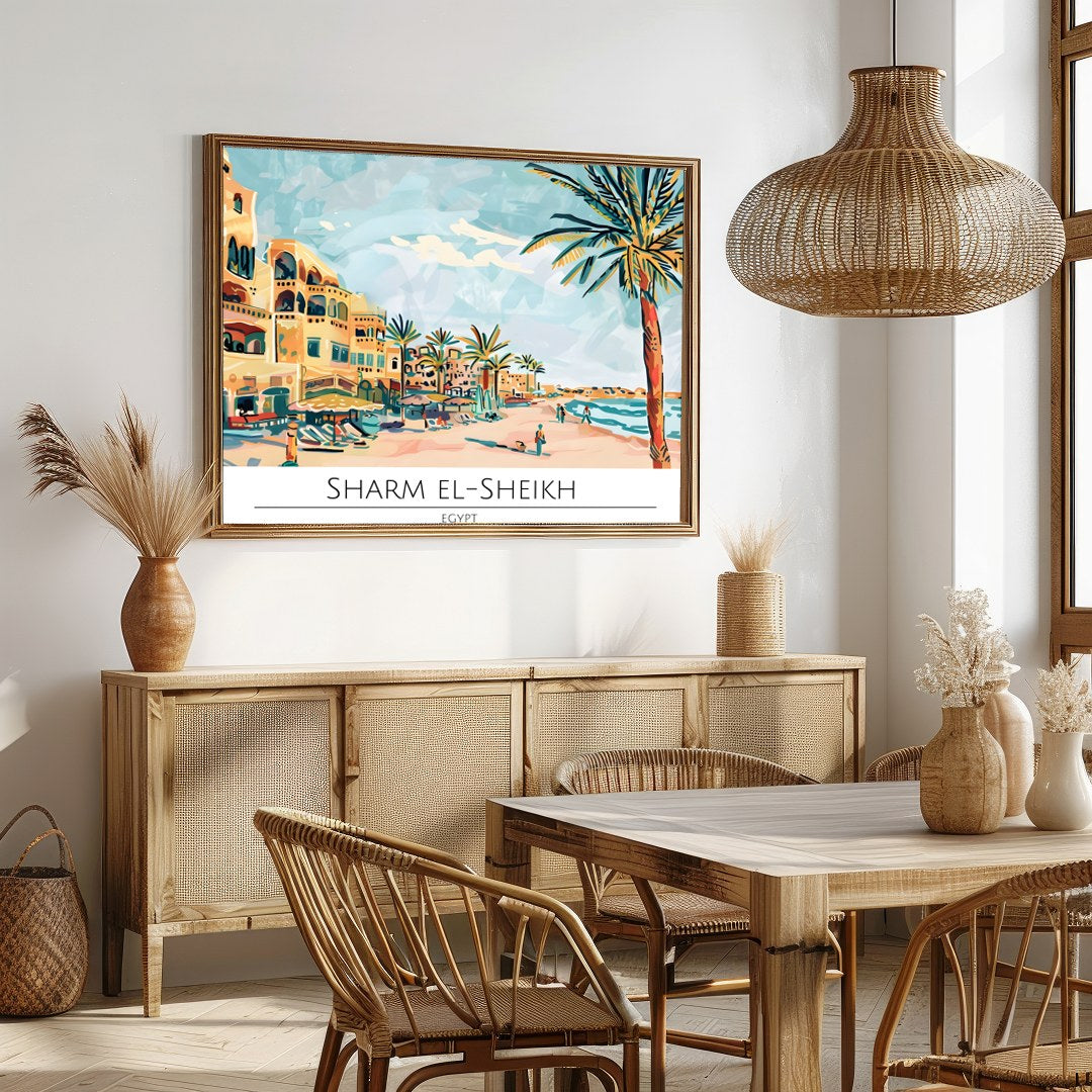 Experience the allure of Sharm El-Sheikh with this captivating piece of wall art. The vibrant for Dining
