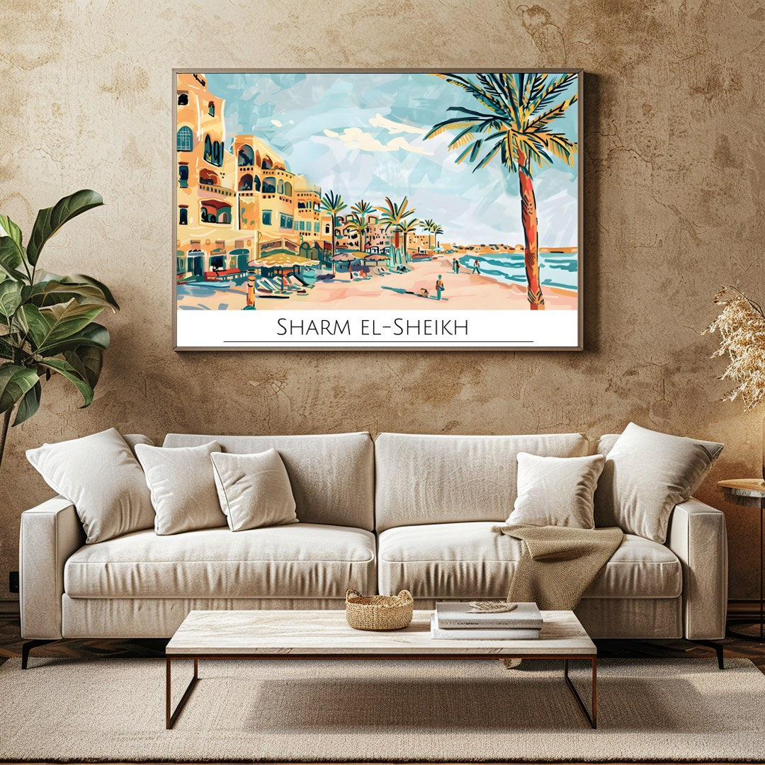 Experience the allure of Sharm El-Sheikh with this captivating piece of wall art. The vibrant for Family Room