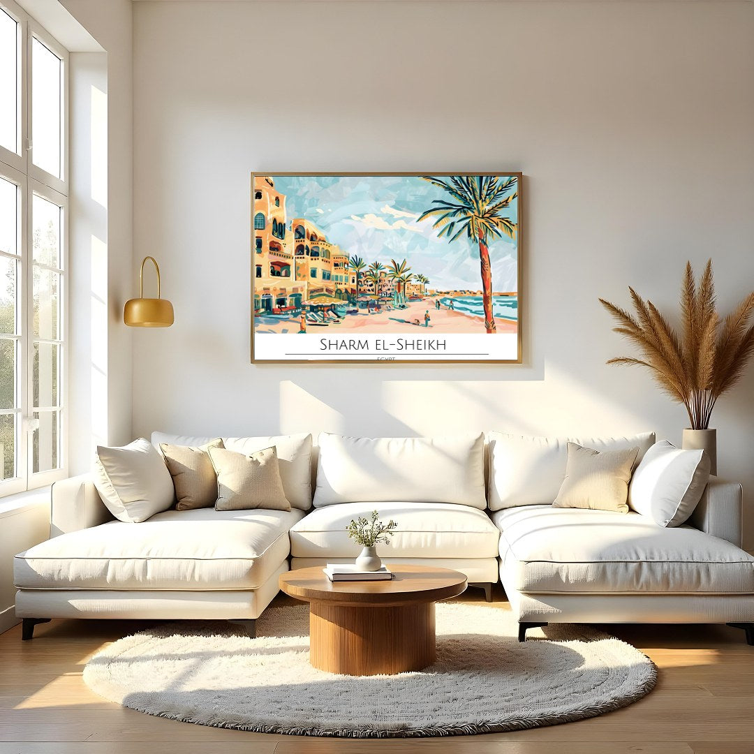 Experience the allure of Sharm El-Sheikh with this captivating piece of wall art. The vibrant for Living Room