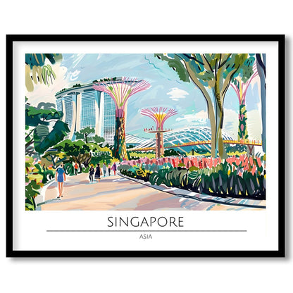 Immerse yourself in the bustling vibrancy of Singapore with this lively cityscape art piece. for decor