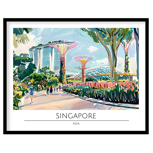 Immerse yourself in the bustling vibrancy of Singapore with this lively cityscape art piece. for decor