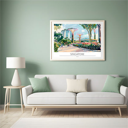 Immerse yourself in the bustling vibrancy of Singapore with this lively cityscape art piece. for Hall