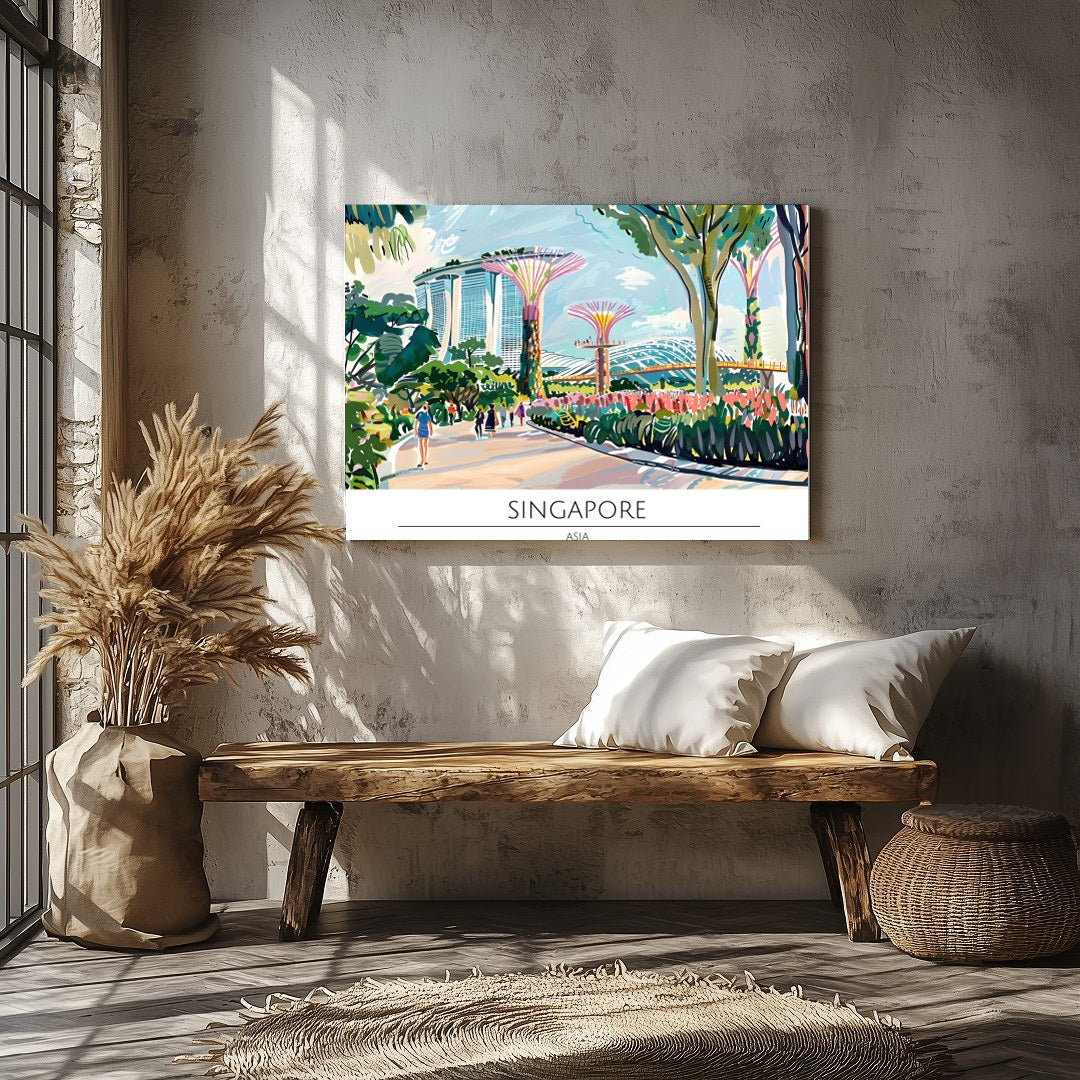 Immerse yourself in the bustling vibrancy of Singapore with this lively cityscape art piece. for Veranda