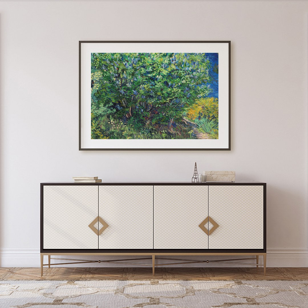 Immerse yourself in the lush beauty of a vibrant spring landscape. This artwork captures the for Foyer