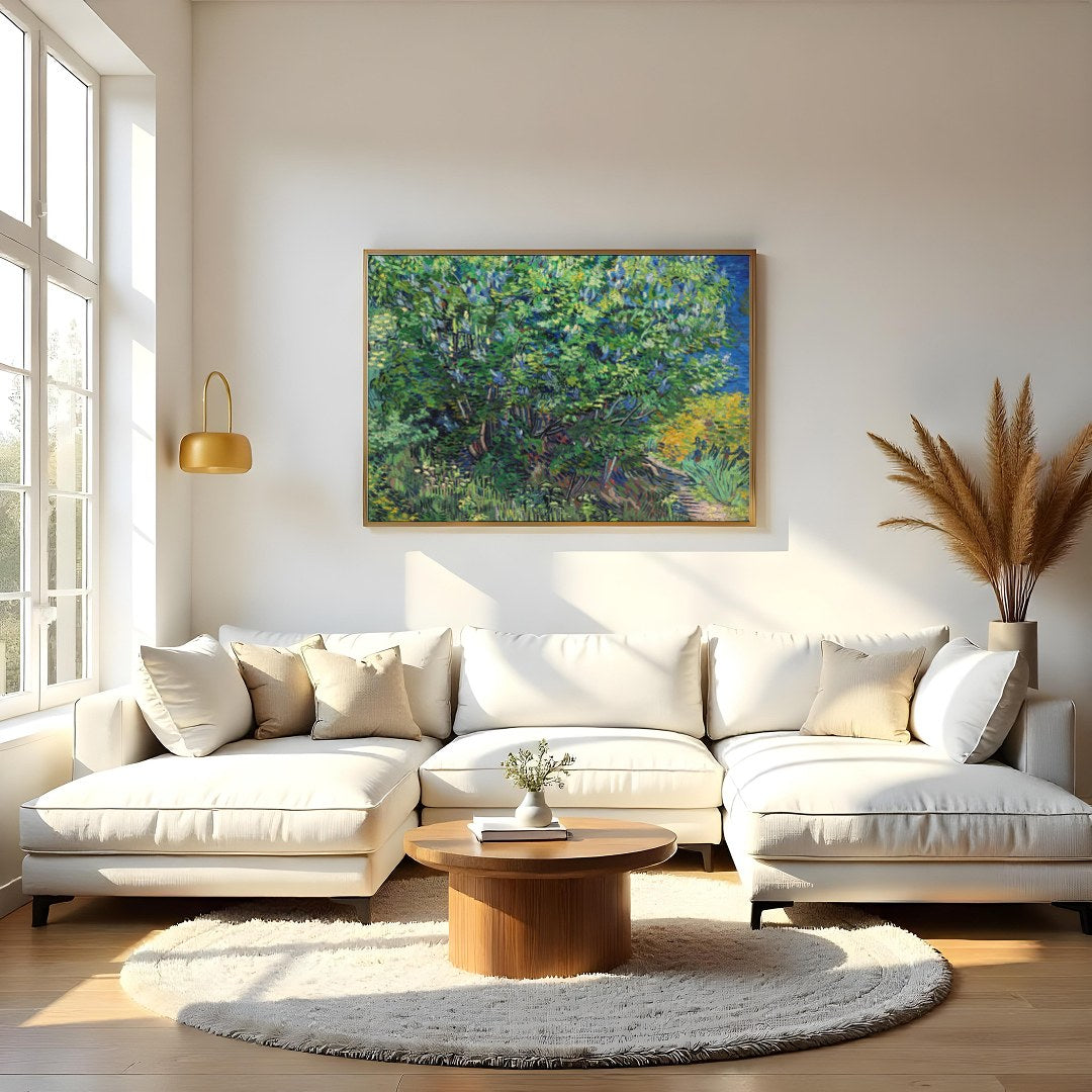 Immerse yourself in the lush beauty of a vibrant spring landscape. This artwork captures the for Living Room