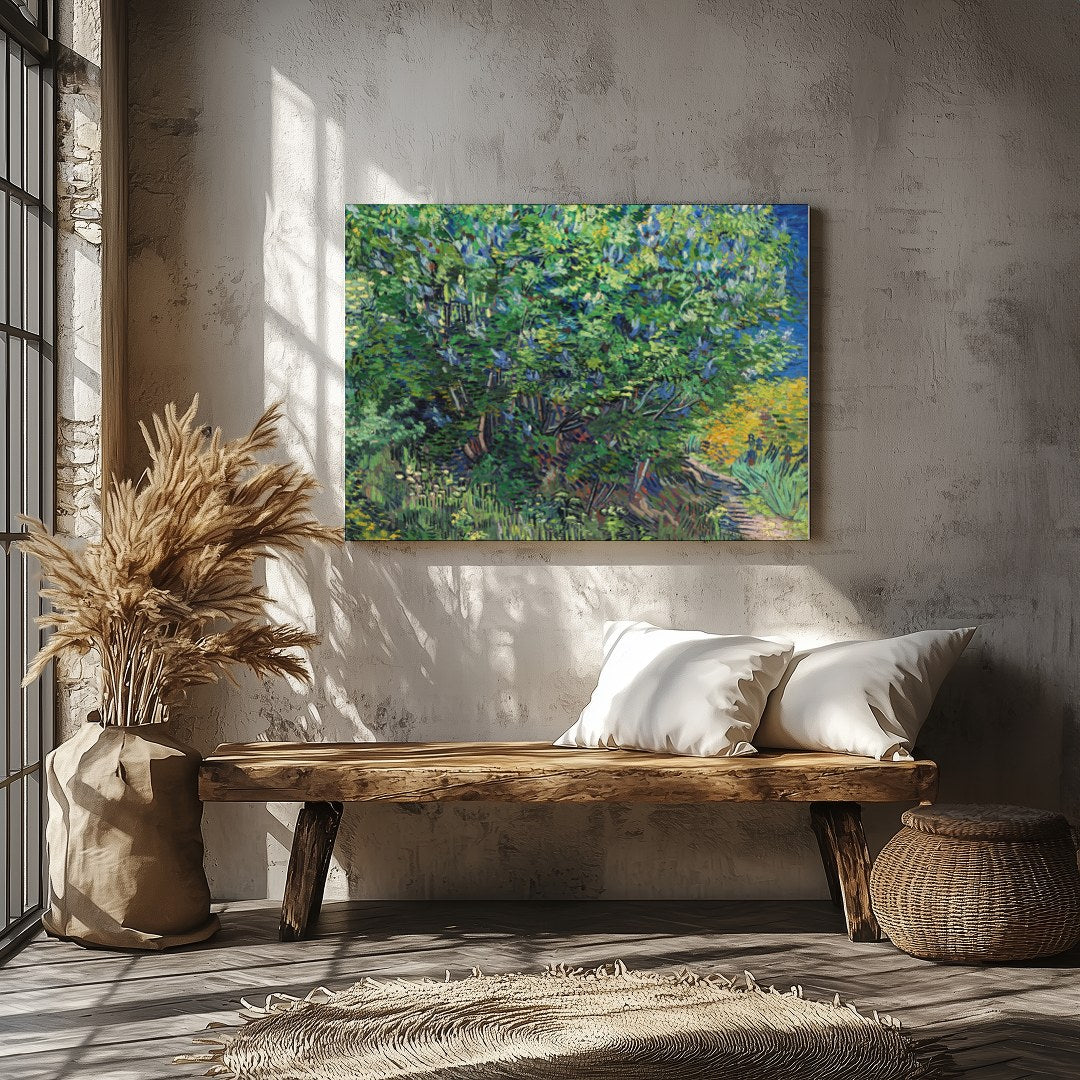 Immerse yourself in the lush beauty of a vibrant spring landscape. This artwork captures the for Veranda