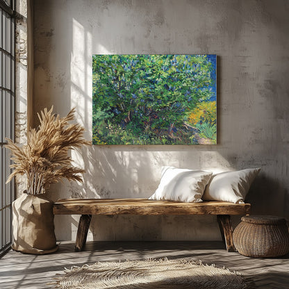 Immerse yourself in the lush beauty of a vibrant spring landscape. This artwork captures the for Veranda