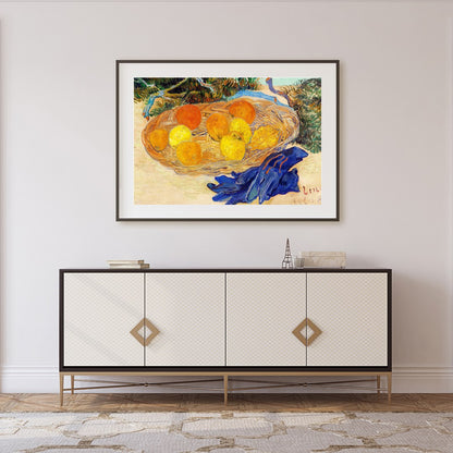 This captivating still life art piece offers a lively composition of oranges and lemons set within for Foyer