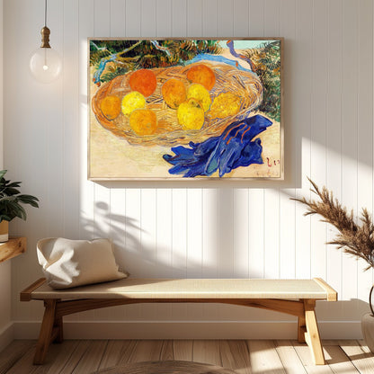 This captivating still life art piece offers a lively composition of oranges and lemons set within for Hallway