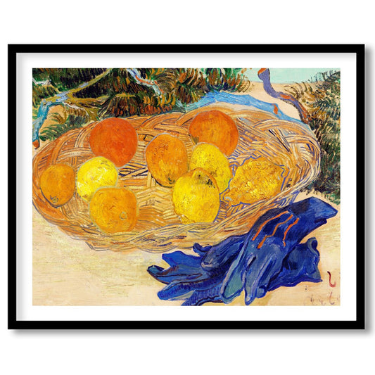 This captivating still life art piece offers a lively composition of oranges and lemons set within for interior