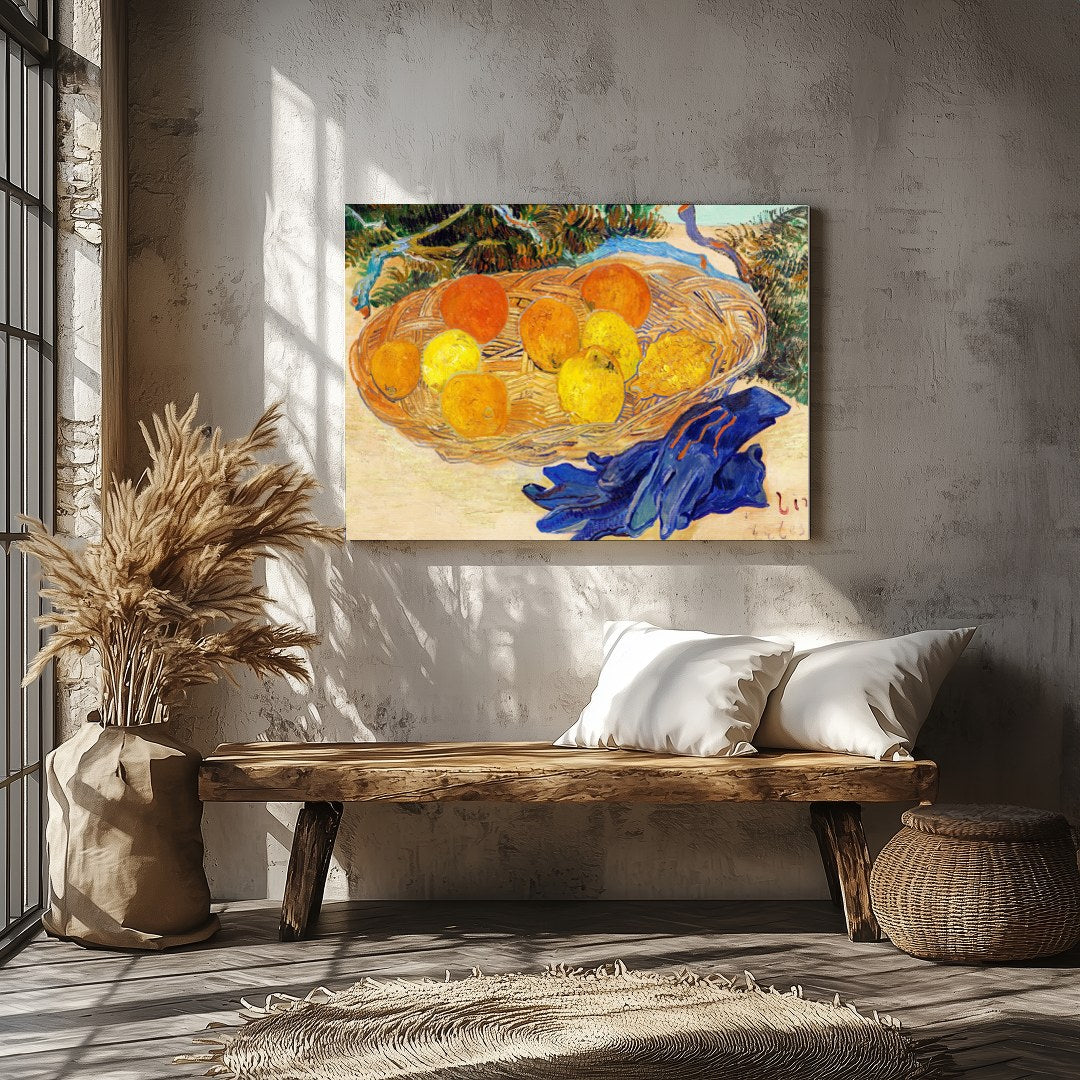 This captivating still life art piece offers a lively composition of oranges and lemons set within for Veranda