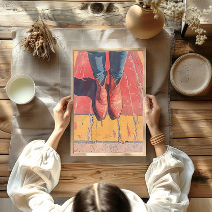 Elevate your space with 'Vibrant Stride,' a captivating piece that combines bold colors and modern for decor
