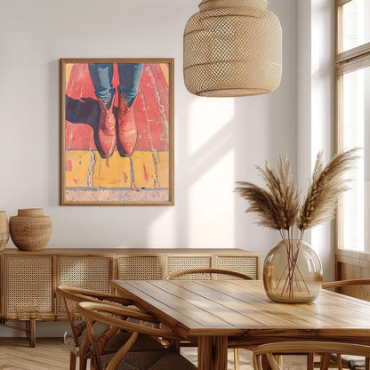 Elevate your space with 'Vibrant Stride,' a captivating piece that combines bold colors and modern for Extra Kitchen